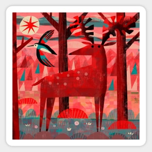 Woodpecker and Deer Sticker